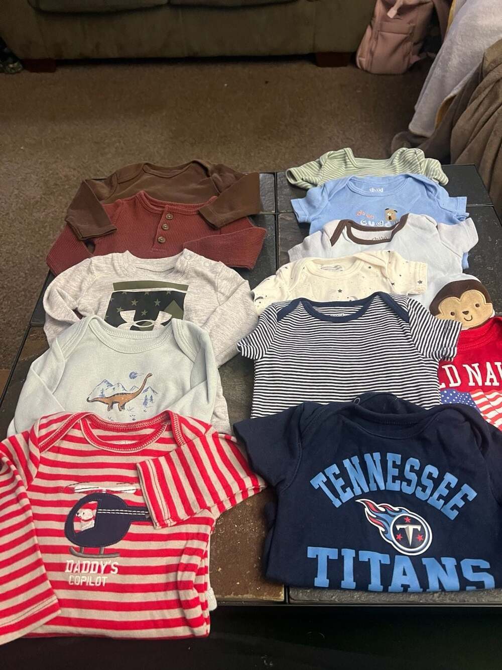 Lot of 12 Baby Boy Assorted Long and Short Sleeve Bodysuits Size 0 to 3Months